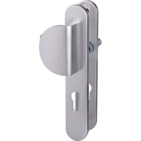 Poignée de porte d'entrée à cylindre – Entraxe 195 mm – Finition gris argent – Pour épaisseur de porte 40 mm – Eurowale
