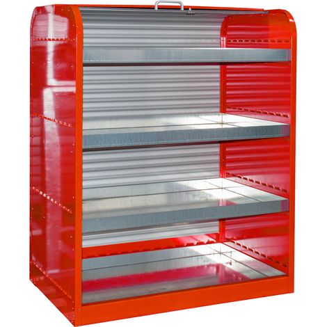 Bauer Gefahrstoff-Rollladenschrank RSG-4 mit 4 Kleingebindewannen, Feuerrot (1/2)
