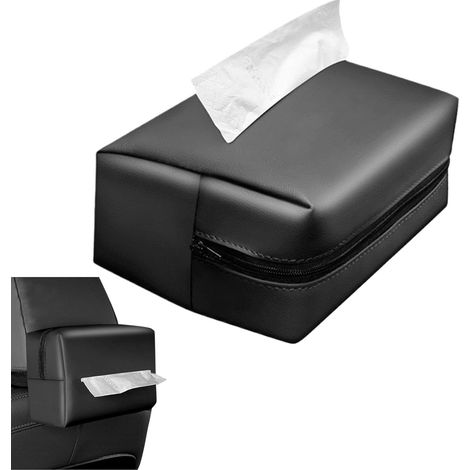 Boîte à mouchoirs pour banquette arrière de voiture – support cuir PU peu encombrant avec étui distributeur papier (1/5)