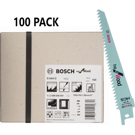 BOSCH S644D (100 pack) (pkt of 100) Top for wood 150mm 6TPI