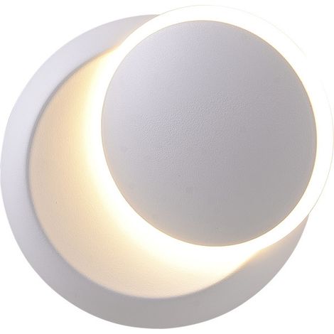 Appliques Murales Interieur Blanc Lampe Murale LED 7W Moderne Applique Murale Blanc Chaud Créatif Eclipse 2 en 1 Fer Applique Murale Lampe Led (Blanc) [Classe énergétique E]