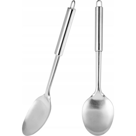 KADAX Servierlöffel aus Edelstahl, großer Salatlöffel, 33 cm, silber (1/5)