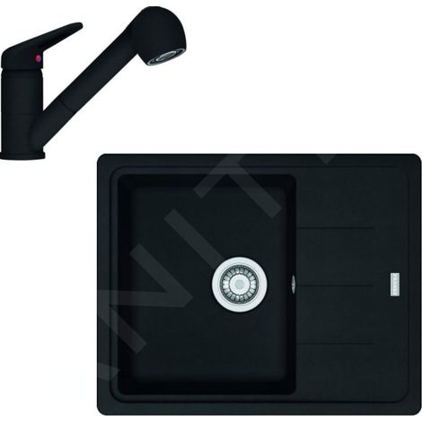 Franke - Ensemble de cuisine G55, évier en fragranit BFG 611-62 et mitigeur FC 9547.901, noir mat 114.0675.661 (1/5)