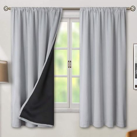 Lot de 2 Rideaux Occultants-Rideaux Passe-Tringle 132x160 cm - 100% Occultants & Anti-Bruit, Isolation Thermique Extreme (1/5)