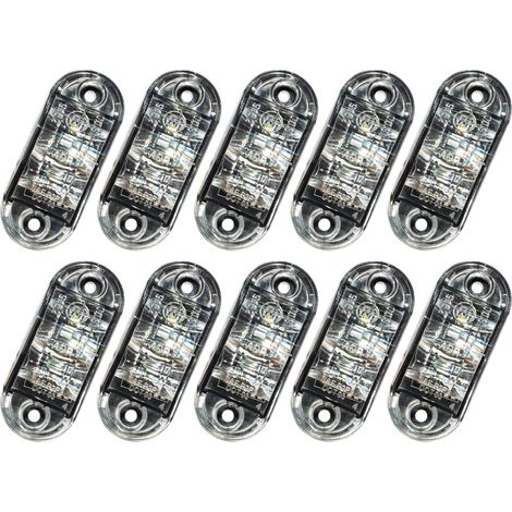 10 Feu de Gabarit Remorque LED 12V-24V, Feux de Gabarit Étanches pour Remorque Camion Bus Caravane Signalisation Latérale 2 LED Feux de Position Universels (Blanc) (1/5)
