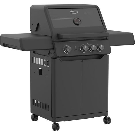 RÖSLE ALLFLAME Peer 3 Barbecue a gas con 3 bruciatori (3.5 kW ciascuno), CRISPZONE (3 kW) fino a 450 °C, superficie di cottura 60 x 45 cm, griglie in ghisa, alluminio pressofuso, inserto in vetro (1/5)