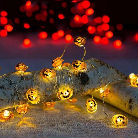 LED Halloween Kürbis Lichterkette 5m 50 LEDs USB - Gruselige Dekoration für Innen- und Außenbereich-lsw