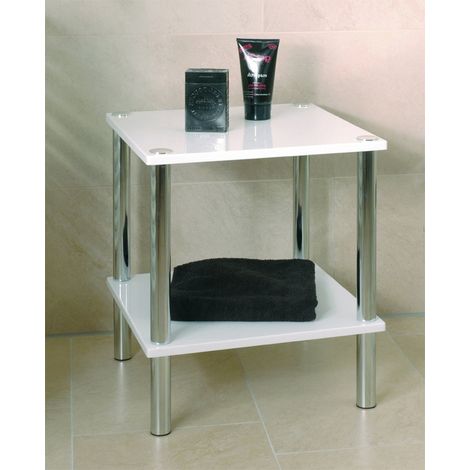 Table d'appoint en tube d'acier chromé Coloris Blanc - L39 x P39 x H47 cm