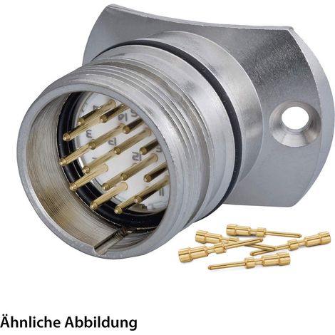 HUMMEL SET inkl. Kontakte M23 Signal Gerätesteckverbinder Radius 35mm, Crimp gerade Polzahl 11+PE, Stift mit Vibrationsschutz D. 70mm Vorderwand - 1 Stück