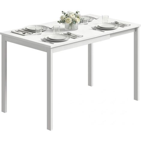 Table à manger extensible 80-120 cm pour 4 à 6 personnes, table de cuisine avec extension coulissante, blanc