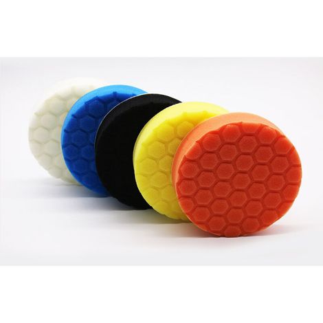 Éponge de Polissage, Set de Polissage,5 Pièces 150mm Hex Logic Polissage Pad Éponge polir Kit pour Voiture Ponçage Polissage pour 125mm RO/DA Polissage pour Polisseuse Machine à polir (1/5)