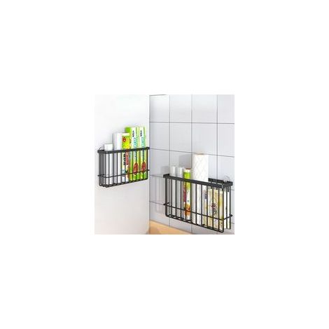 Organiseur adhésif 2 pièces – boîte murale multifonctionnelle – fer – noir (1/5)