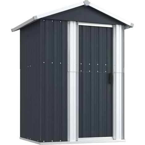 Cabane de jardin couleur anthracite, dimensions 126 x 97,5 x 177 cm, en acier galvanisé. (1/5)
