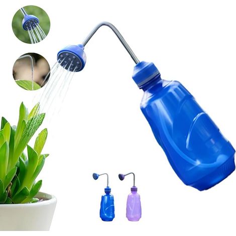 450ml Manual Watering Can for Indoor Plants, Seedlings and Small Pots – Flexible Bottle with Narrow Spout for Precise Watering (Blue) (1/4)