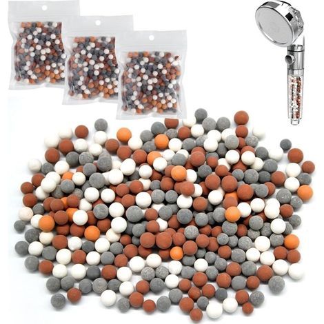 Anti Calcaire pour Douche, Filtre anti-calcaire,4 Paquets Pommeau Douche Anti Calcaire Remplacement, Minérale Balles à Douche,Ions Négatifs Minérale Balles de Douche (1/5)