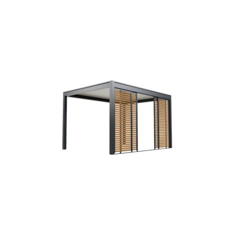 Paroi Coulissante Aluminium Anthracite et Aspect Bois 4m Pour Pergola O ORIAL France (1/4)