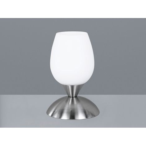 Tischleuchte CUP II, Glasschirm Weiß Sockel Silber - Touchfunktion, Höhe 18cm (1/5)