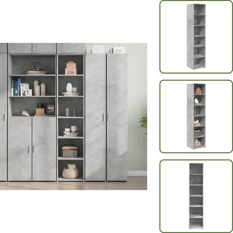 Highboard Betongrau 40x41x185 cm Holzwerkstoff - Sideboard - Hochschrank - Wohnzimmermöbel - Holzwerkstoffmöbel - Graue Möbel (1/5)