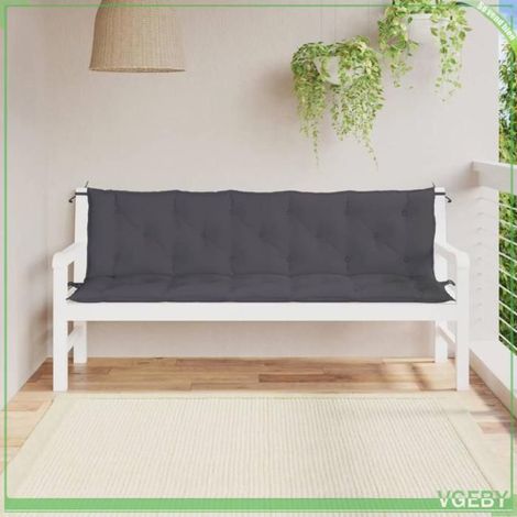 361716 Coussins de banc de jardin lot de 2 anthracite tissu Oxford (1/5)