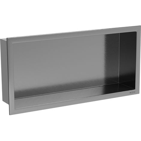 Mexen X-Wall-R Nischenregal mit Flansch 45 x 20 cm, gebürstet Gun Gray - 19E0452010 (1/5)