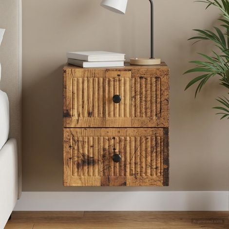 vidaXL Wall-Mounted Bedside Cabinet Old Wood 33 x 34.5 x 40 cm (1/5)