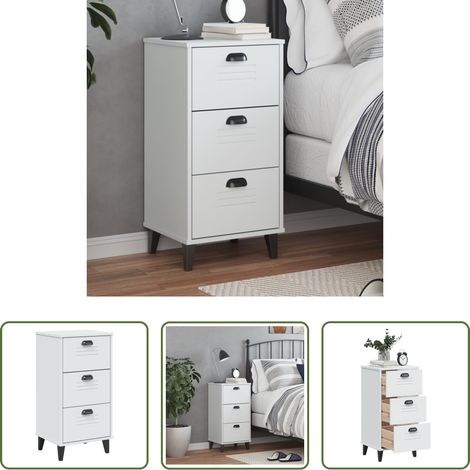 Rangement - Table de chevet VIKEN blanc bois d'ingénierie (1/5)