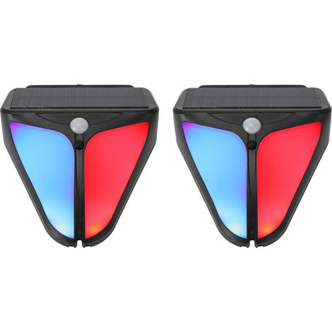 Lot de 2 lampes d'alarme solaires à détecteur de mouvement avec alarme sonore et 4 modes, étanches, pour la maison et le jardin. (1/4)
