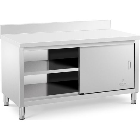Mueble bajo de cocina profesional de acero inoxidable 150 x 70 x 85 cm protector contra salpicaduras capacidad 600 kg 140002482 (1/3)