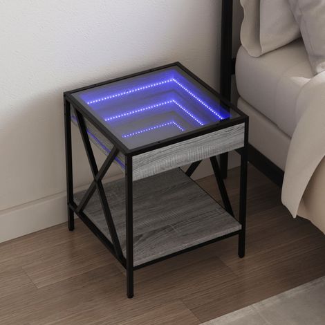 Mesa de centro con Infinity LED gris Sonoma 40x40x49 cm vidaXL (1/5)