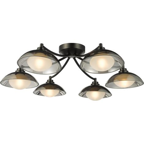 Dar Kadience Kadience 6 Lumières Semi-encastré en verre noir satiné et fumé (1/5)
