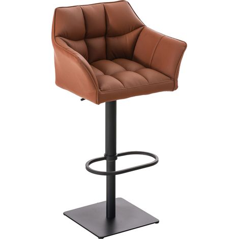 Sgabello da bar Damaso con rivestimento in similpelle marrone chiaro nero (1/5)