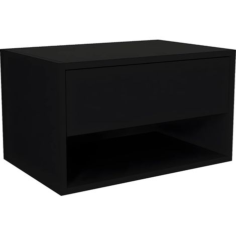 Comodino sospeso 1 cassetto e 1 nicchia Nero - RITAMI (1/5)