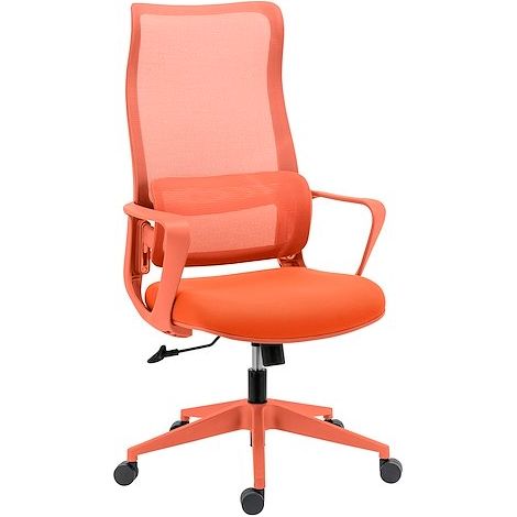 Chaise de bureau LINEA - tissu et maille - avec accoudoirs, appui-tête et soutien lombaire - Mécanisme Basculant centré - Pied nylon - orange - Maxiburo (1/5)