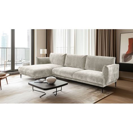 Ecksofa Designersofa MADISON in Stoff Dress Me Creme Ottomane Links (1/3)