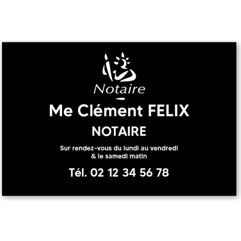 Plaque professionnelle PVC 30x20 Personnalisée avec Logo | Notaires - Noire lettres blanches (1/3)