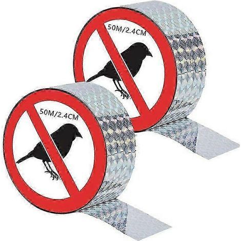 2pcs bird tape, reflective bird tape, deterrent tape, double-sided laser tape, to scare away birds, scare away birds, protect balcony, garden, 50m (1/5)