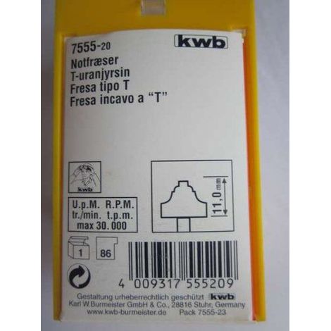 KWB Fraise à rainurer en T, au carbure (fraise à fentes d'accrochage) - 755520