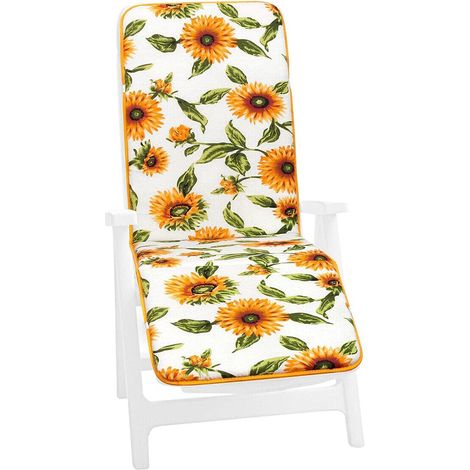 Cuscino Sdraio Poltrona Morbido Girasoli Copri Lettino Relax Pieghevole 100% Made In Italy - Bianco