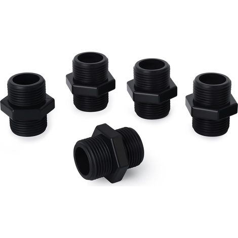 5 pièces 3/4 "BSP connecteurs mâles à mâles, raccords de tuyauterie à mamelon hexagonal en PVC (1/5)