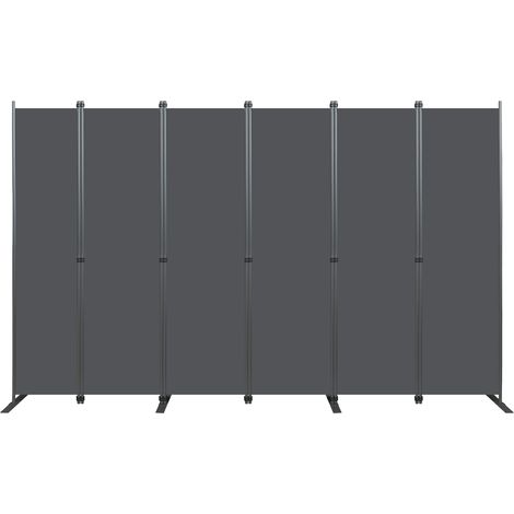Biombo separador de interior de 6 paneles 304 x 180 cm gris oscuro (1/5)