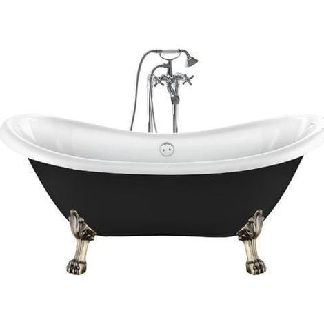 Freistehende Badewanne DARLINGTON schwarz Löwenfüße ALTBRONZE 175