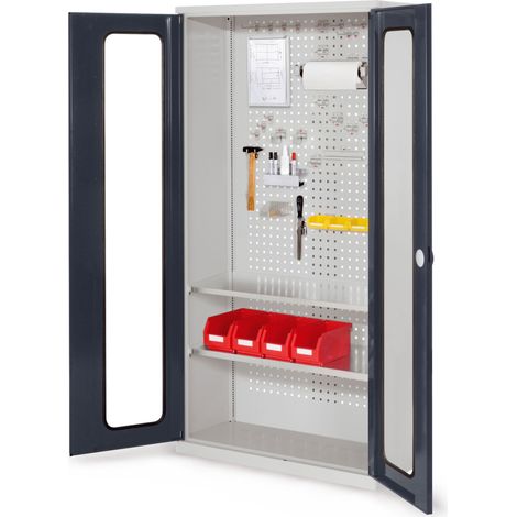 Kappes ®RasterPlan Werkzeugschrank 1950x1000m Modell 5 Tiefe 410mm Sichtfenstertüren anthrazitgrau