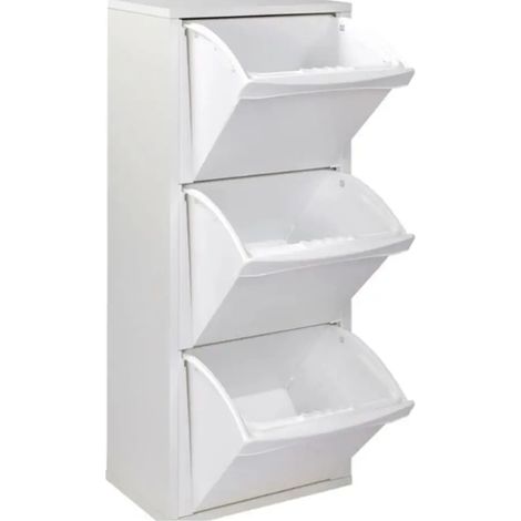 Pattumiera móvil 3 compartimentos blanca 40x26x101