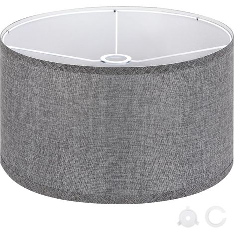 Abat-jour gris grands tambours pour lampadaires, 40,6 cm en haut x 40,6 cm en bas x 22,9 cm de haut, facile à assembler, abat-jours en lin de remplacement pour lampe de chevet (4,2 cm)