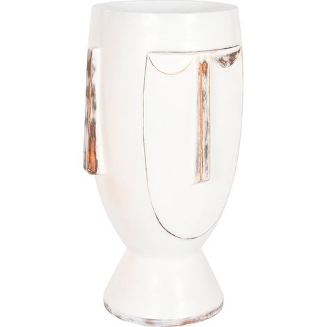 Cache-pot design blanc effet antique en fibre de verre - Blanc vieilli effet ancien (1/4)