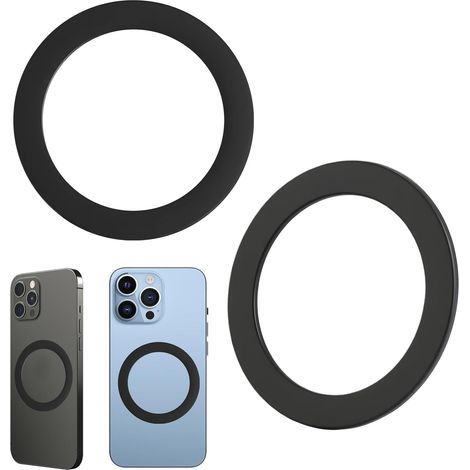 Magnetringe kompatibel mit MagSafe, 2er-Pack selbstklebende Magnetringe für Handyhüllen, universeller kabelloser Ladering für iPhone 17, 16, 15, 14, 13, 12, Google Pixel 10, Galaxy (1/5)
