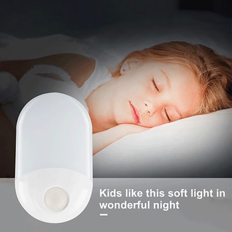 Veilleuse LED à détection infrarouge de mouvement, lampe de couloir et chambre pour déplacements nocturnes, 1 pièce (1/2)