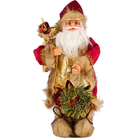 Roter Rucksack-Weihnachtsmann, kompakte und leicht zu transportierende Weihnachtsmannfigur für Kinder, 30 cm groß, ideal für Partys und Zuhause (1/2)