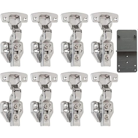 110 Degré Rentrant Charnières avec Amortisseur Intégré Mécanisme de Fermeture Automatique Charnière pour Armoires de Porte Cuisine et Amortissement Lot de 8