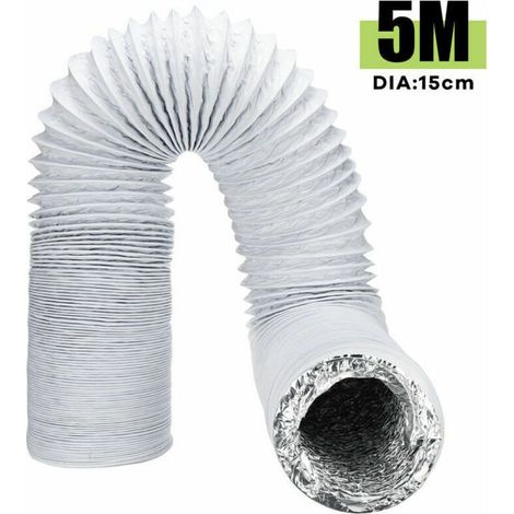 Tuyau flexible d'échappement 15cm x 5M – PVC et aluminium – Résistant à la corrosion et à la chaleur – Pour ventilation industrielle (1/5)